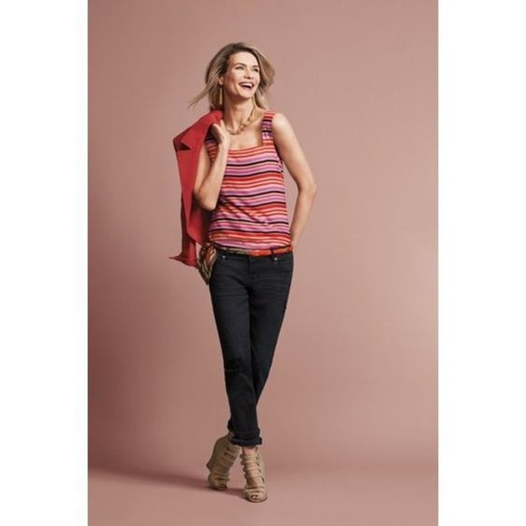 CABI #3448 Red Striped Banded Cami Tank Top sz M - Picture 4 of 11